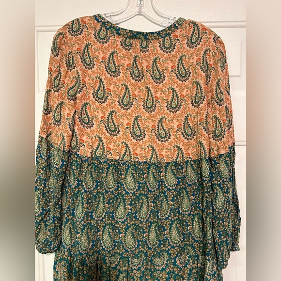 DR2 Daniel Rainn Women S Paisley Dress Boho Peasant Long Sleeve Dress - Picture 5 of 6